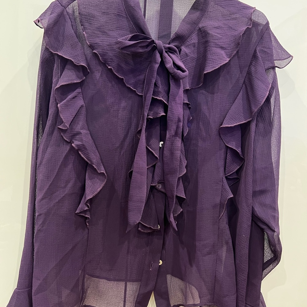 Zara Deep Purple Ruffle Blouse